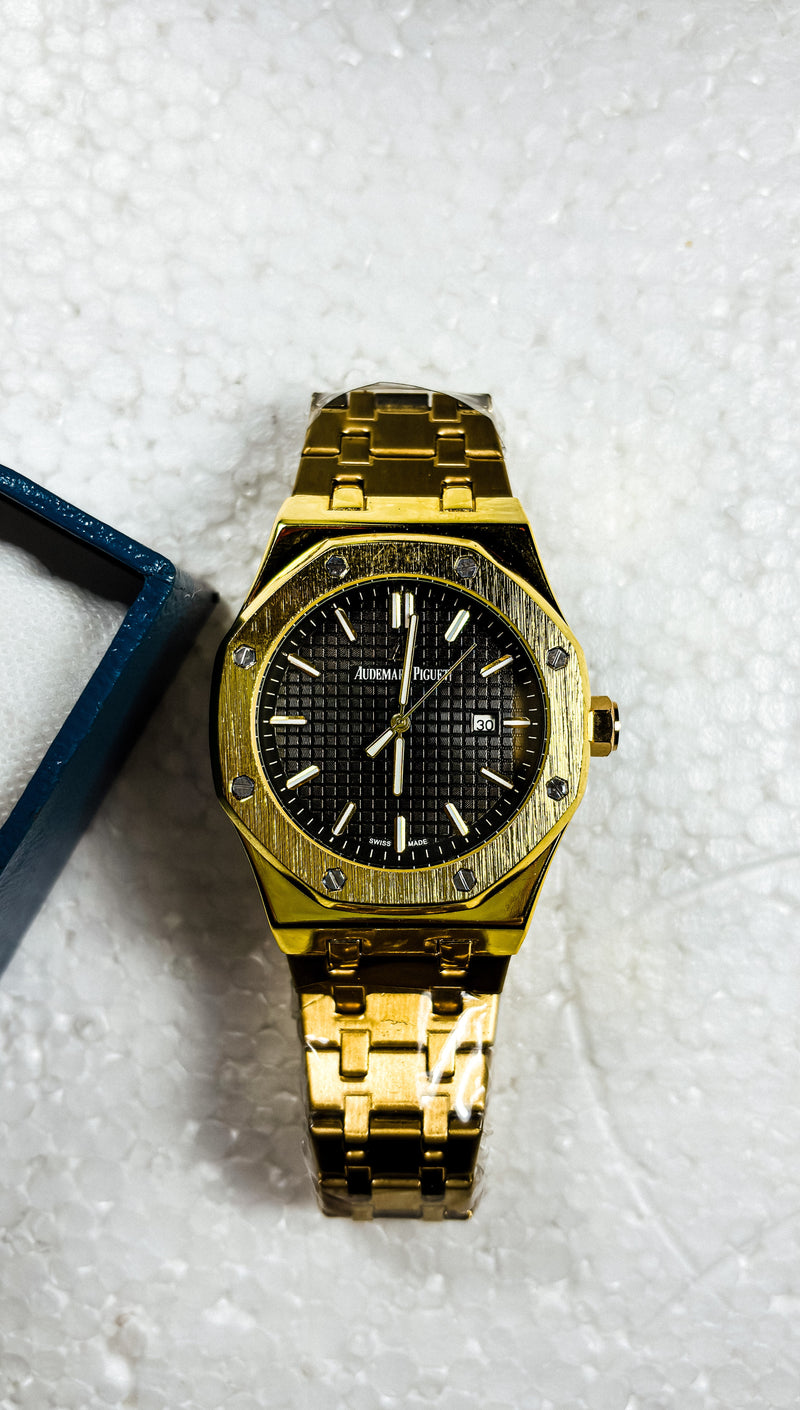 Audemars Piguet Royal Oak Gold Black Dial – Premium First Copy Watch for Men