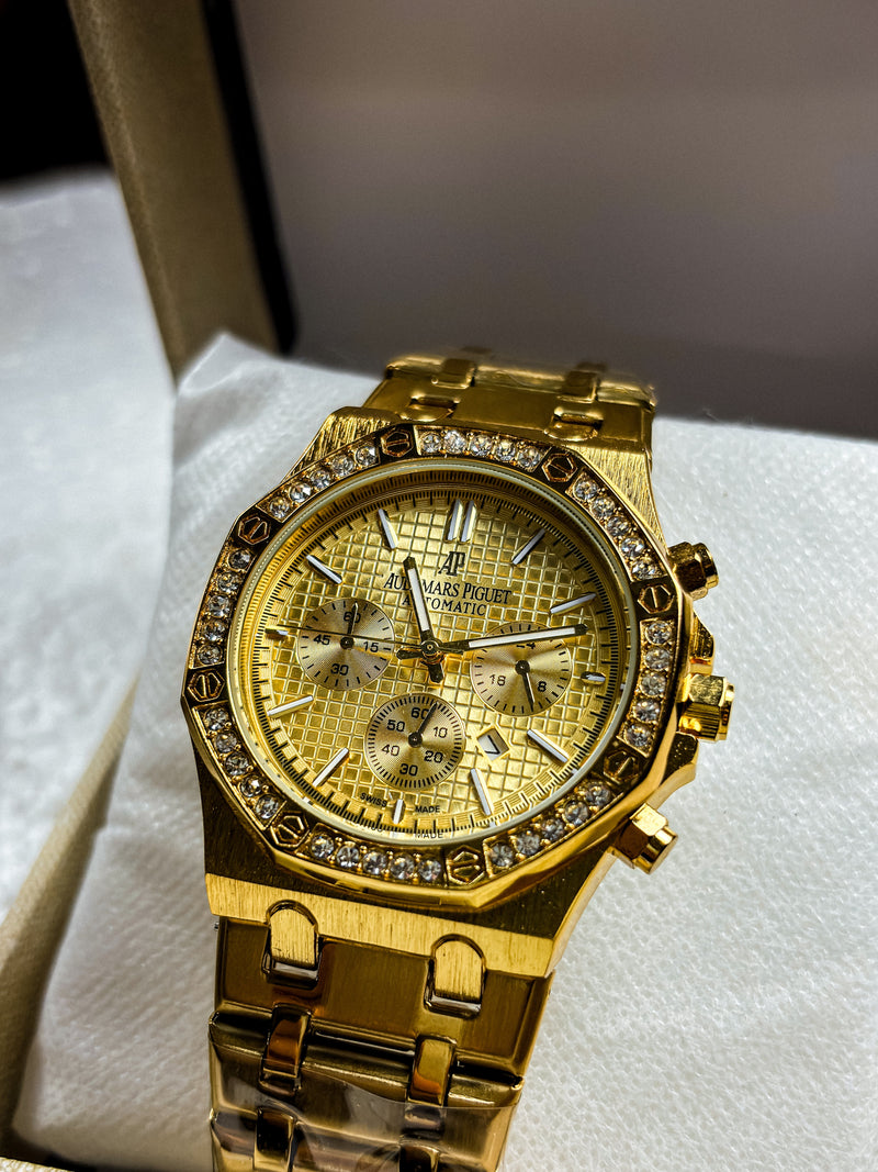 Royal Gold Chronograph – Luxury Diamond Bezel Watch