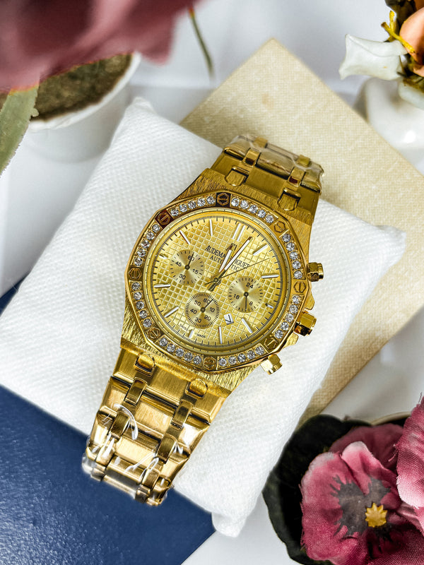Royal Gold Chronograph – Luxury Diamond Bezel Watch